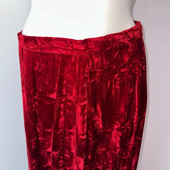 Vtg 70s Joy Stevens Red Crushed Velvet Maxi Skirt Boho Whimsygoth Size 15/16 - Picture 6 of 6